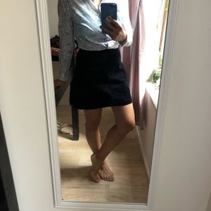 Zara black corduroy a-line mini skirt